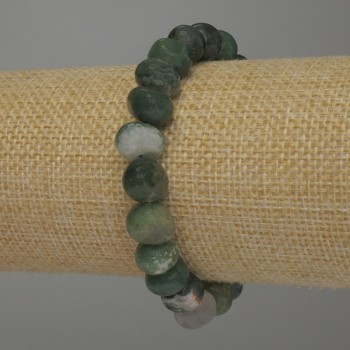 Green Jasper Faceted Bracelet, 8×10 mm beads, 18 cm length, stretchy