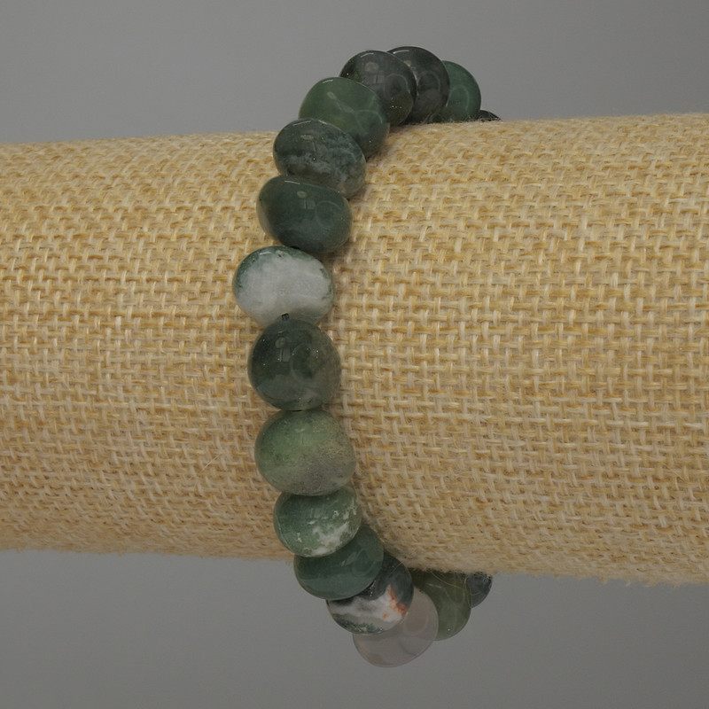 Green Jasper Faceted Bracelet, 8×10 mm beads, 18 cm length, stretchy