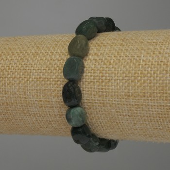 Green Jasper Faceted Bracelet, diameter 10-12x10 mm, 18 cm stretch