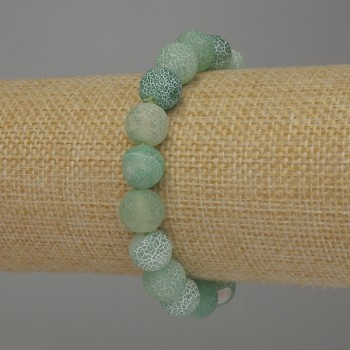 Bracelet Frosty Agate Smooth Bead, 10 mm Diameter, 18 cm Length, Stretch