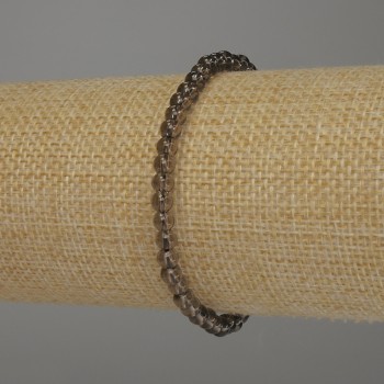 Bracelet Smoky Topaz, smooth bead, 4 mm diameter, 18 cm stretchy length