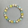 Bracelet with Opal Glass and Imitation Pearls, Smooth 8mm Beads +/- with Metal Inlays, Length 18 cm +/- Stretch
