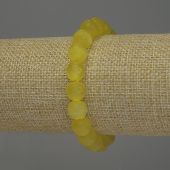 Yellow Cat's Eye Bracelet — Smooth Bead, 10 mm Diameter ±, 18 mm Length ±, Stretch