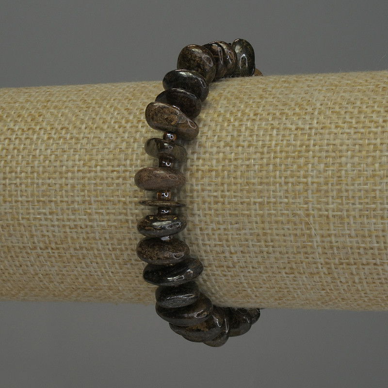 Bronzite Pebble Bracelet, diameter 3-5×10-13 mm ± 18 mm ± stretch