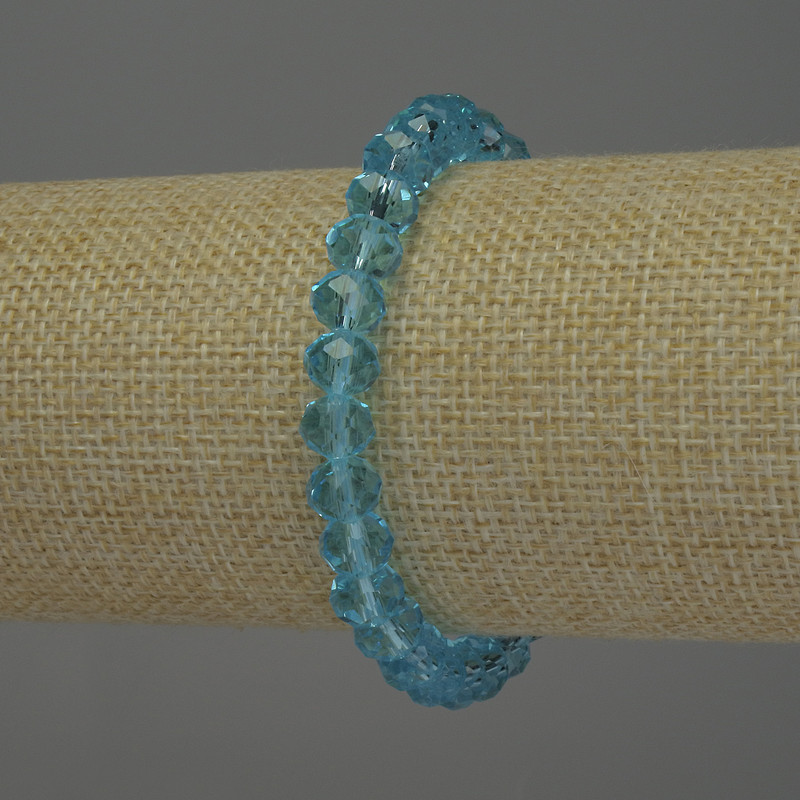 Bracelet with Czech crystal, faceted rondelle, diameter 8x6 mm, length 18 mm, stretch