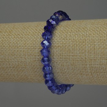 Bracelet with Czech crystal, faceted rondelle, 8x6 mm diameter, 18 mm length, stretch