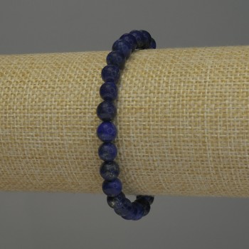 Lapis Lazuli Bracelet Smooth Beads, 6 mm Diameter, 18 mm Length, Stretch