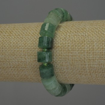 Cylindrical Jade Bracelet, diameter 8×11 mm ±, 3 mm seed beads ±, length 18 mm ±, stretch