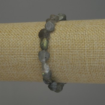 Labradorite Faceted Bead Bracelet, 9×8 mm, 18 cm stretch bracelet