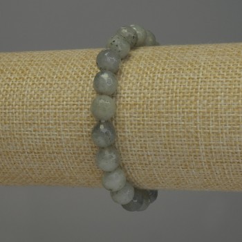 Labradorite Faceted Bead Bracelet, 8 mm Diameter, 18 cm Stretch