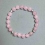 Pink Quartz Bracelet with Smooth Beads, 8 mm Diameter, with Metal Inserts, 18 mm Length, Stretch