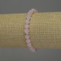 Bracelet Pink Quartz Smooth Bead, 6 mm diameter ±, with metal inlays, 18 mm length ±, stretch base