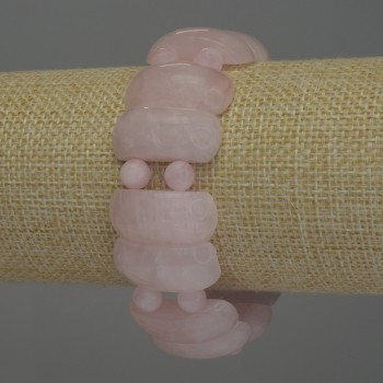 Bracelet Pink Quartz, Rounded Link, Diameter 24x11 mm ±, Bead 6 mm ±, Length 18 mm ±, Stretch