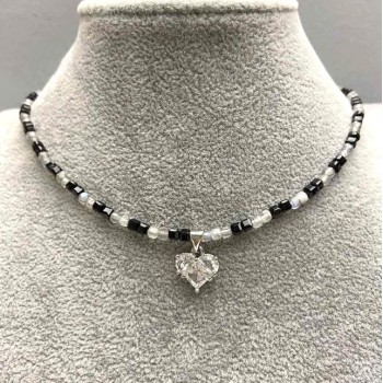 Choker with tourmaline and labradorite with heart pendant