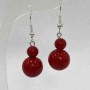 Coral Earrings (Imitation) Smooth Ball, diameter 6–12 mm, length 37 mm