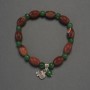 Bracelet with Agate Barrel Beads, 12x8 mm ±; Chrysoprase Faceted Beads, 6 mm ±; 18 cm Elastic