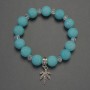 Aquamarine bracelet with smooth beads, 12 mm diameter +/-; Czech crystal rondelle 6x5 mm +/-; stretch length 18 mm +/-