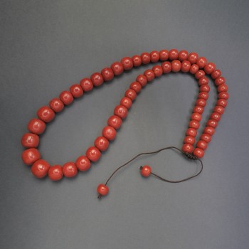 Imitation Coral Necklace - Smooth Rondels, 10-16 mm diameter, adjustable length, 66 cm