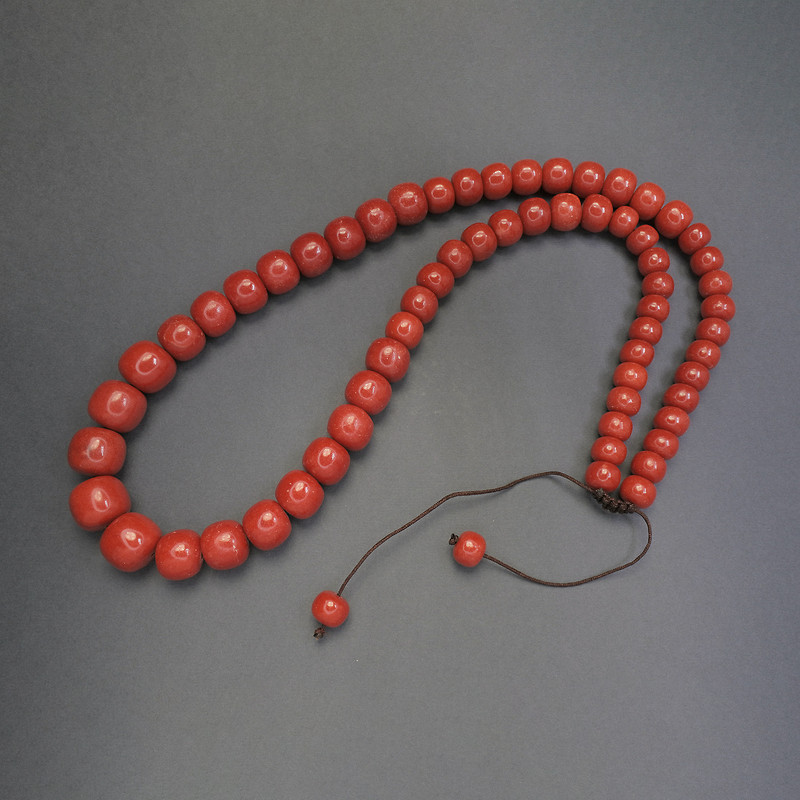 Imitation Coral Necklace - Smooth Rondels, 10-16 mm diameter, adjustable length, 66 cm