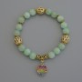 Amazonite Bracelet with Smooth Beads, Diameter 8 mm ± Cloisonné 10 mm ± with Metal Inlays, Length 18 mm ± Stretch