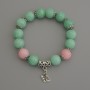 Bracelet with Jadeite Smooth Beads, 12 mm diameter ±; Pink Quartz Smooth Beads, 12 mm diameter ±; with Metal Inlays, Length 18 mm ±; Elastic