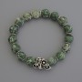 Bracelet Mossy Agate Bead, 10 mm diameter ±, with metal inlays, length 18 cm stretch