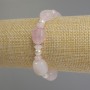 Bracelet Pink Quartz Rondelle, diameter 14×9–12 mm, rondelle 6×3 mm, Pearl (imitation) 6 mm, length 18 cm stretchy