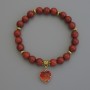Red Jasper Bracelet with Smooth Beads, 8mm Diameter ±, with Metal Inlays, Length 18mm ± Stretch