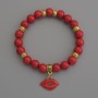 Bracelet Coral (imitation) - smooth beads, 8 mm diameter, with metal inserts, 18 cm length, stretch