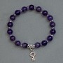 Amethyst Bracelet with Smooth Beads, 8 mm Diameter ± Crystal Beads 4×2.5 mm ±, Length 18 mm ± Stretch