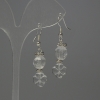 Rock Crystal Earrings with Faceted Stones, diameter 10x8 mm, Clover Charm 10 mm, length 44 mm.