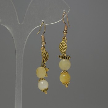 Citrine Faceted Coin Earrings, 8 mm Diameter; Pearl Bead 8 mm; Length 50 mm