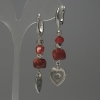 Coral earrings with metal inserts, length 57 mm+