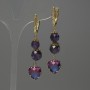 Amethyst Earrings with Faceted Bead, diameter 8–9 mm, crystal in bezel 12 mm, length approximately 56 mm