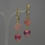 Chalcedony Clover Earrings, 13 mm diameter ±, pink crystal in a 13 mm setting ±, length 53 mm ±