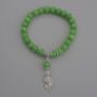 Cat's Eye Bracelet, Green, Smooth Beads, 7 mm Diameter, 18 mm Length, Elastic