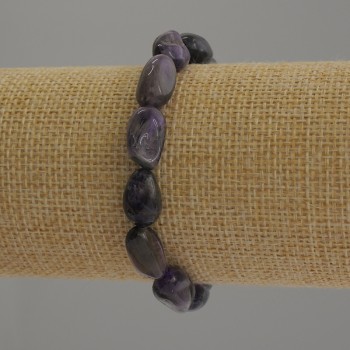 Amethyst bead bracelet, 14x9 mm diameter +/-, 18 cm length +/- stretch