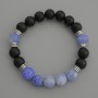 Bracelet 'Assorted Smooth Bead' with 10 mm diameter, with metal inserts, 18 cm stretchy length