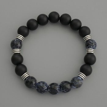 Bracelet Assortment with smooth and faceted beads, 10mm diameter, 18cm stretch