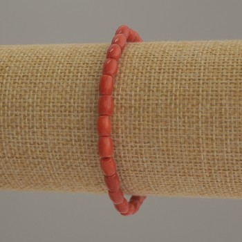 Bracelet with Coral Imitation — Barrel Beads, Diameter 6×4.5 mm, Length 18 cm, stretch