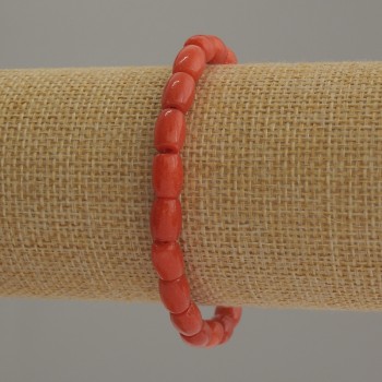 Coral Bracelet (Imitation) Barrel-shaped, 8×6 mm diameter, 18 cm length (stretch)