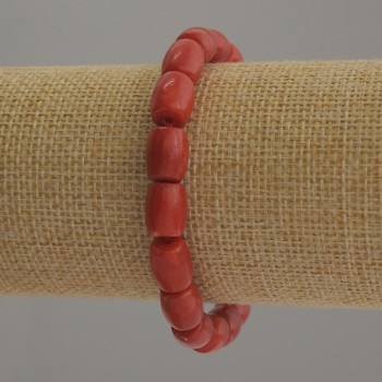 Coral Bracelet (Imitation) Barrel-shaped, Diameter 10x8 mm, Length 18 cm Stretch