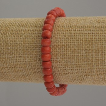 Imitation Coral Bracelet (Rondelle), 7x5 mm diameter, 18 cm stretch