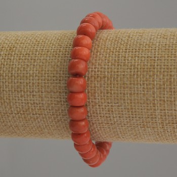 Bracelet Coral (imitation) rondelle, diameter 8×6 mm, length 18 cm, stretch