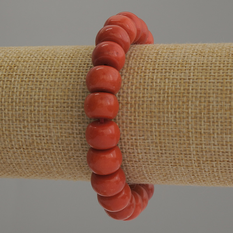 Coral bracelet (imit.) rondelle, diameter 12x8 mm, 18 cm stretch