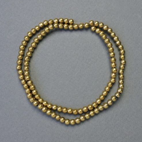 Hematite beads, smooth ball beads, gold color, 4 mm diameter, 41 cm length strand