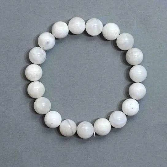 Adularia bracelet, smooth 10mm beads, length 18 cm +/- stretch