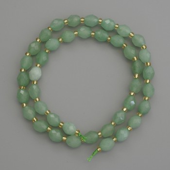 Beads of natural nephrite - faceted grain beads, 8×6 mm diameter (+/-) with 3 mm seed beads (+/-), length 39 cm (+/-)