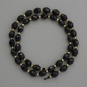 Beads of natural tourmaline, faceted grains, 8×6 mm, ± with 3 mm beads, ± length 39 cm