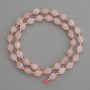 Beads of natural stone Pink quartz, faceted grain beads, diameter 8x6mm ±, with 3mm seed beads ±, length 38cm ±
